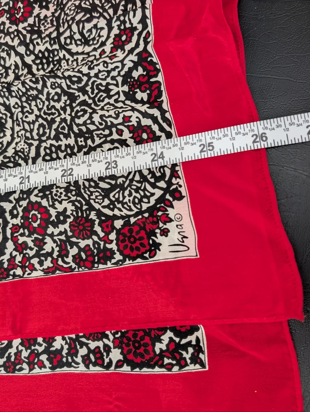 Vera Red Black Floral Silk Scarf